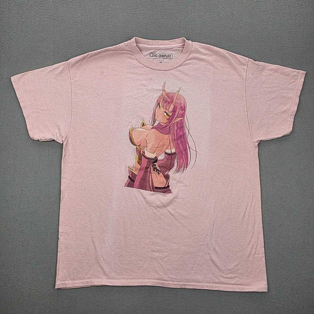 Lewd Complex T-Shirt Mens Size XL Pink Japan Manga Oni Anime Girl Short Sleeve
